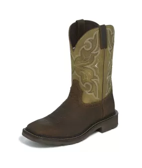 'Justin' Men's 11" Amarillo - Chocolate / Cactus Green