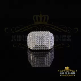 King of Bling's 925 Sterling Silver 5.00ct VVS 'D' Moissanite Yellow Square Men's Rings Size 10