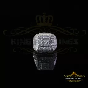 King of Bling's Men's/Womens 925 Silver White 6.50ct VVS 'D' Moissanite Square floralRings Size