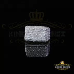 King of Bling's Men's/Womens 925 White Silver 6.50ct VVS 'D' Moissanite Rectangle Rings Size 10