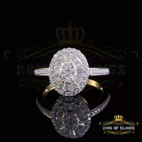 King of Bling's Womens 925 Sterling Silver Yellow 1.0ct VVS D Baguette Moissanite Oval Ring SZ 7