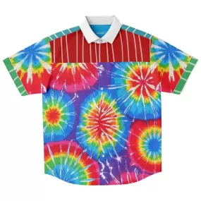 Rainbow Swirl Short Sleeve Button Down Shirt