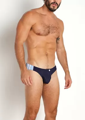 Rugby Rib Swim Brief (Navy/Sky Blue)