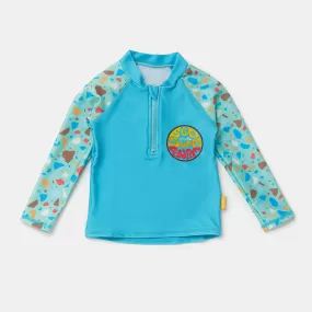 Tyoub Long Sleeve Rash Guard Recycled Ocean Glass Aqua-Green Kids