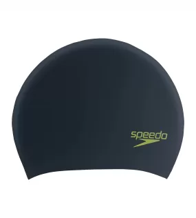 Unisex Junior Long Hair Swim Caps - Black & Green